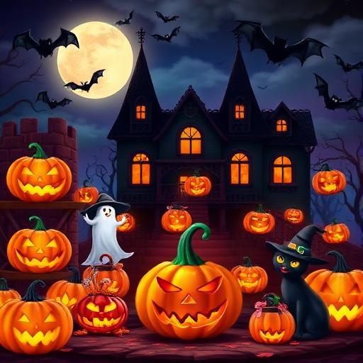 Halloween Bonanza - Spooky themed slot game with pumpkins, ghosts, witches, black cats and Halloween decorations